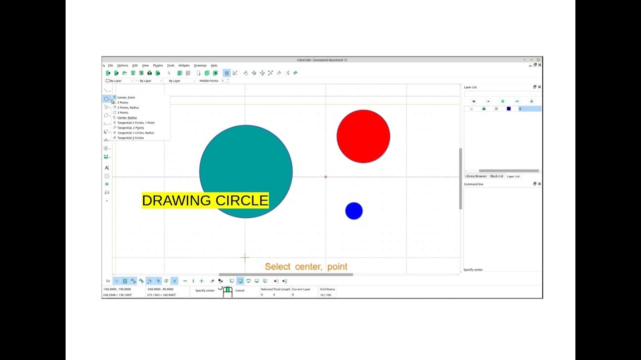 How to draw circles using radius and how to draw circles with 2 points