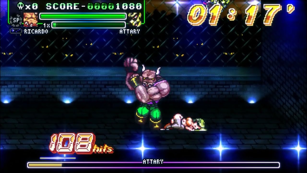 Fight'N Rage - Ricardo heavyweight infinite combo vs bosses (2 walls, switches sides)