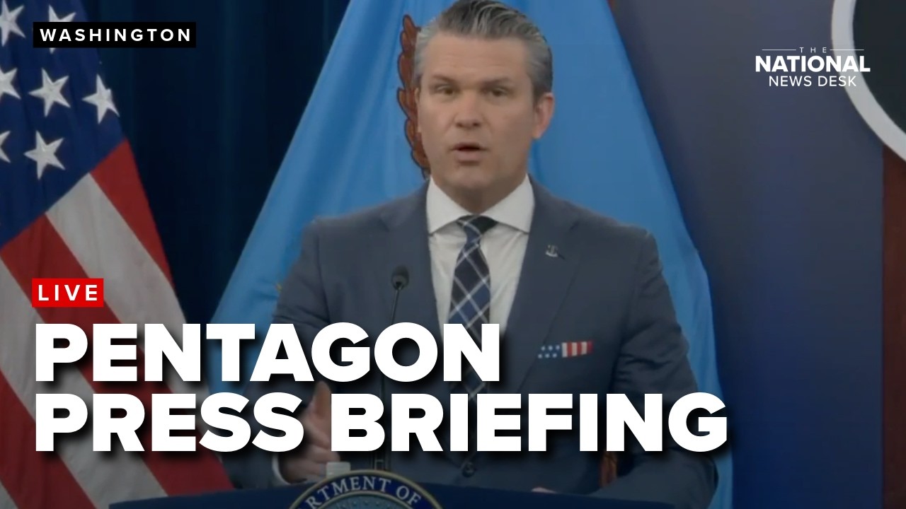 Defense Secretary Pete Hegseth and General Dan Caine hold a press briefing