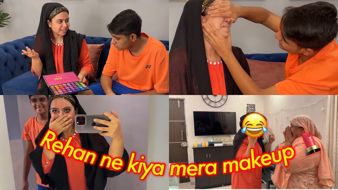 Yeh kya bana diya mujhe 🙀 | *my brother does my Makeup* challenge | vlog