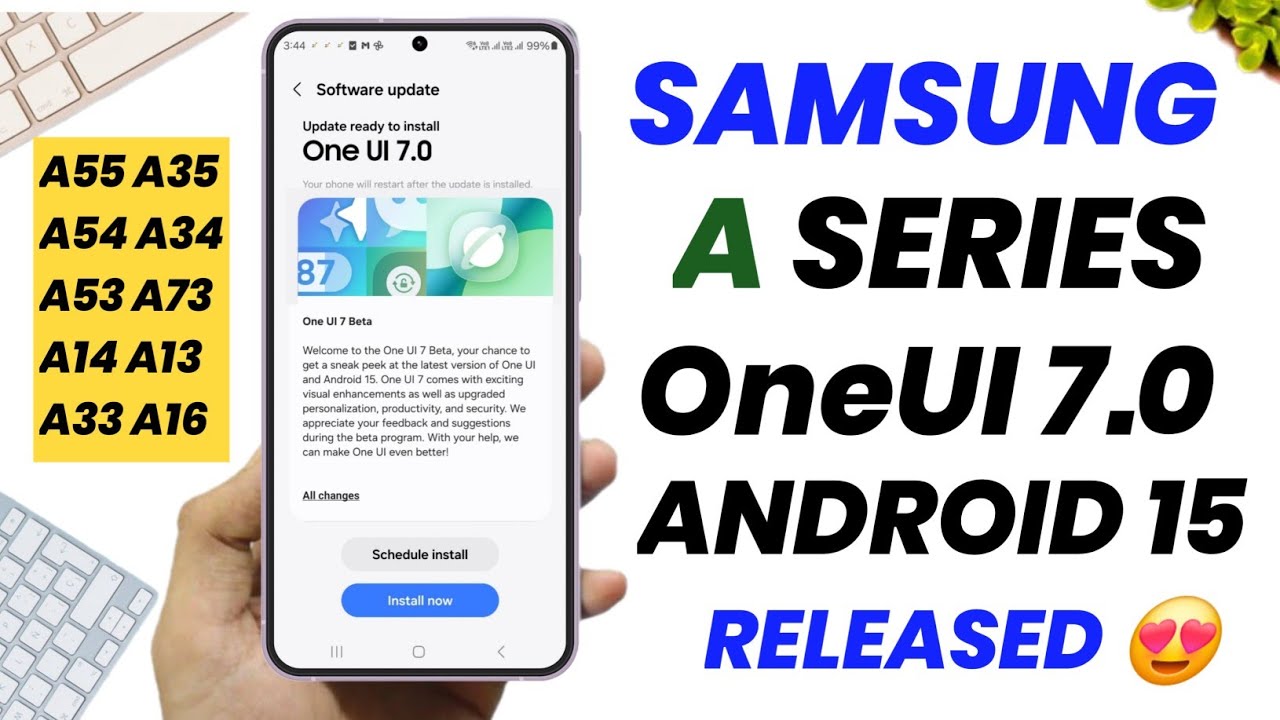 OneUI 7.0 Stable Update Available For Samsung A55 A35 A54 A34 A14 A33 A53 A33 A73 A15 A16 A24 A25