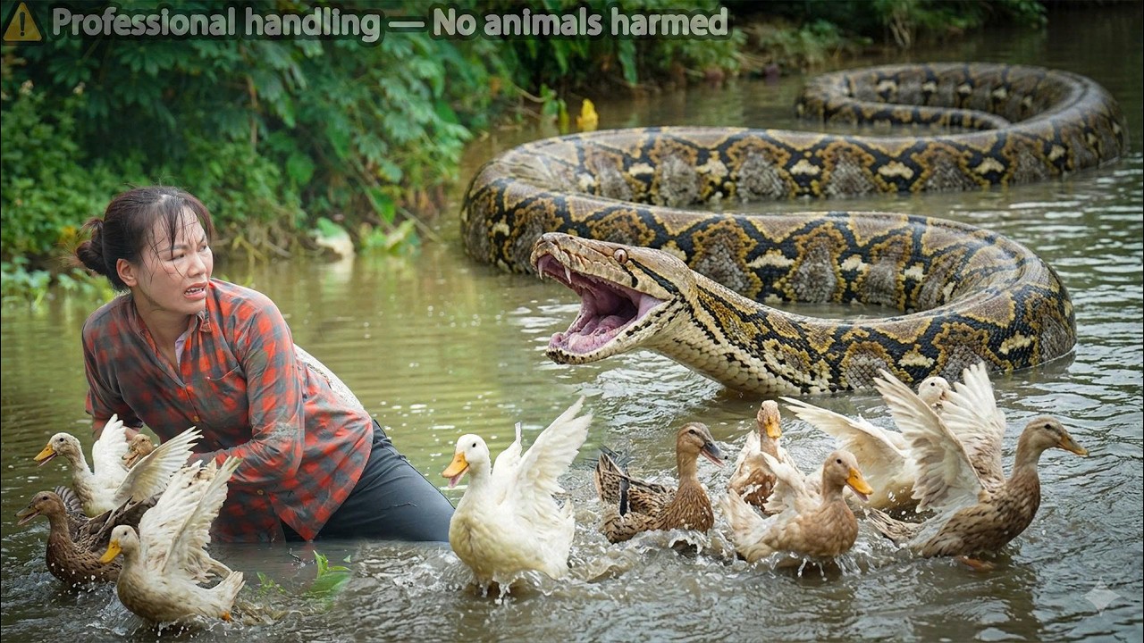 72 Hours on high alert: Terrifying Encounter: Giant Python Stalking a Girl in the Pond