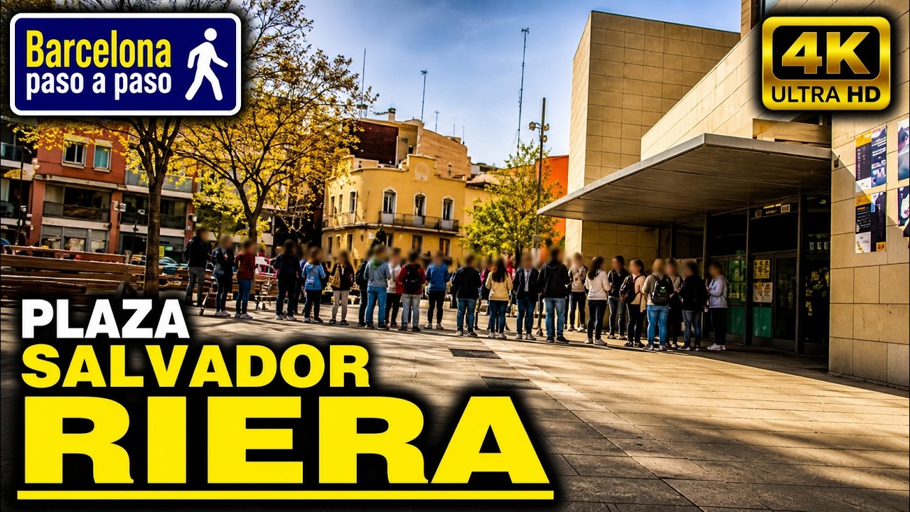 Plaza Salvador Riera | Paseos por Barcelona 4K | Distrito de Horta-Guinardó| España