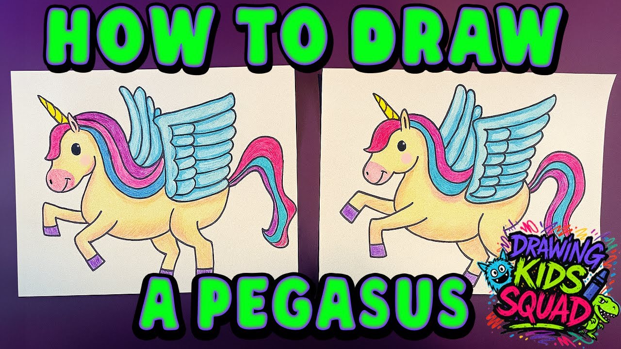 How to Draw a Pegasus 🦄 (Unicorn with Wings!) | Easy Drawing for Kids