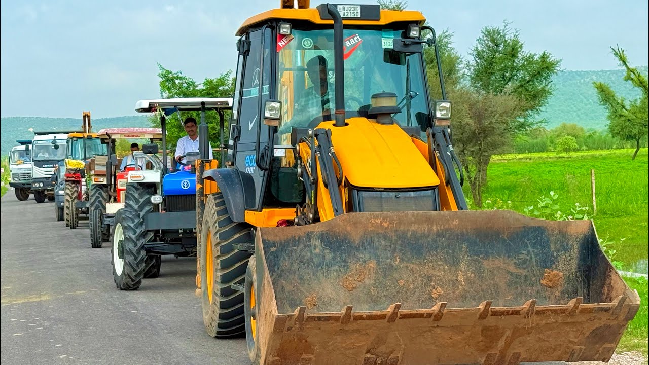 Jcb 3dx Xpert Loading Mud Trolley TATA Tippers Tractors Swaraj New Holland 3630 Tractor Thar truck