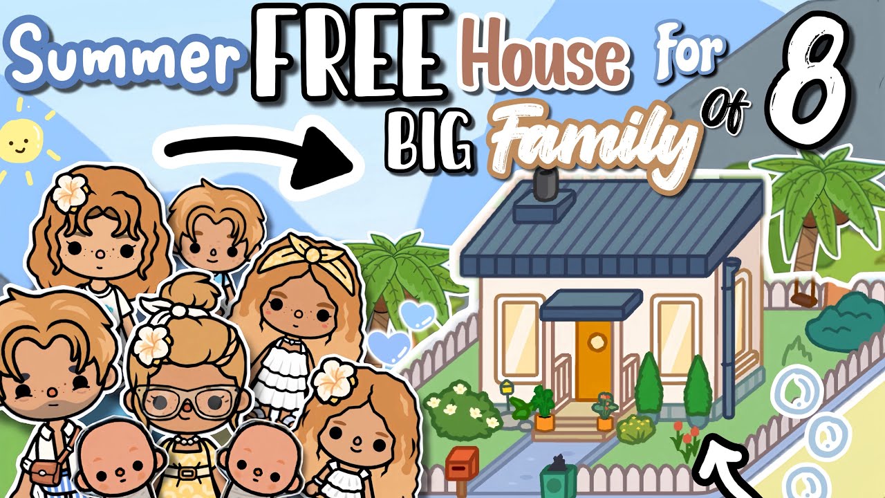 Summer FREE HOUSE For FAMILY of 8 Design🏝️Toca Boca House Ideas✨ [House Design] TocaLifeWorld