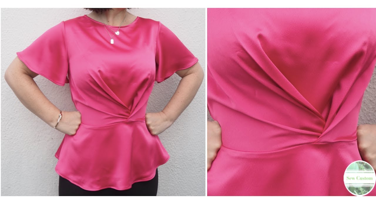 How I Sewed my Pleat & Fold Satin Blouse with Fluted Sleeve & Peplum Detail