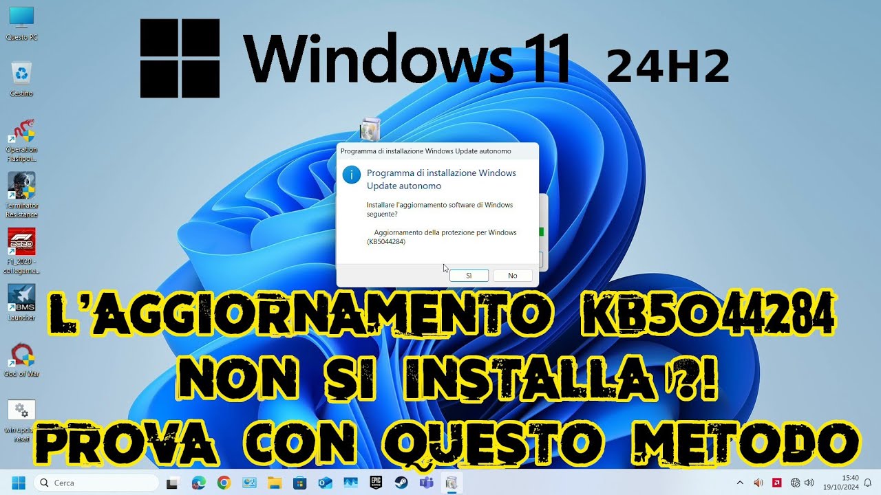 L'aggiornamento kb5044284 per Windows 11 24H2 non si installa ?! Prova con questo metodo
