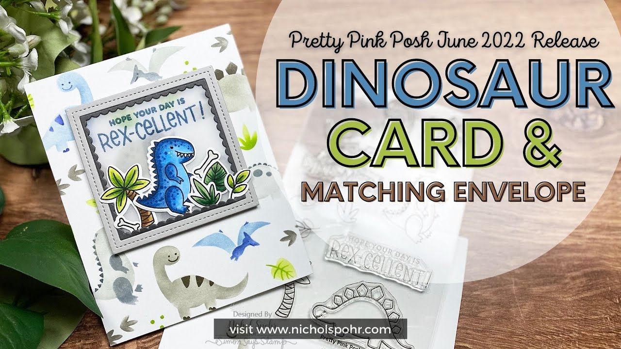 Dinosaur Card and Envelope (Pretty Pink Posh)
