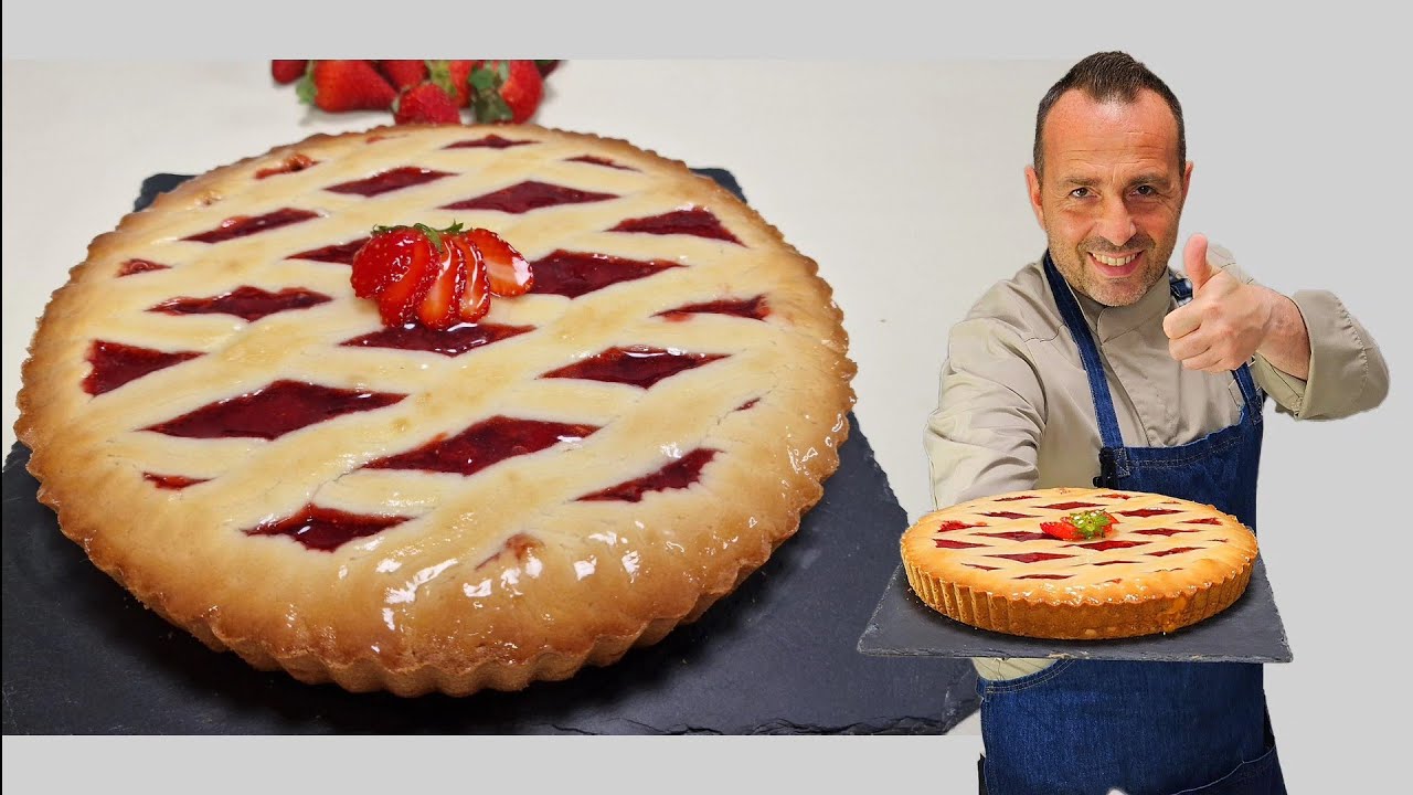 🍓🍓CROSTATA DI FROLLA MONTATA E CONFETTURA DI FRAGOLE 🍓ARTIGIANALE.Fatta in casa.Corso di pasticceria
