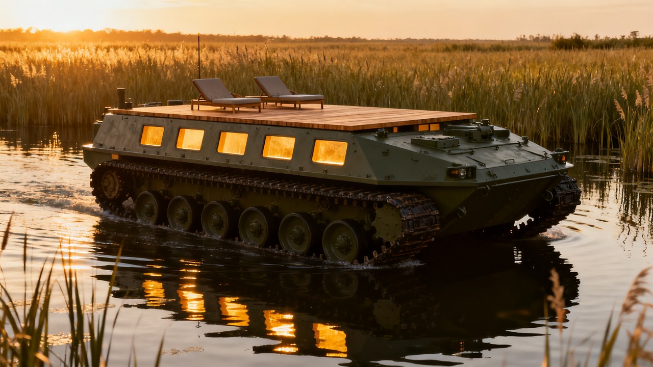 Restoring an Amphibious Assault Vehicle into a Floating Marshland Retreat (Full Process ASMR)