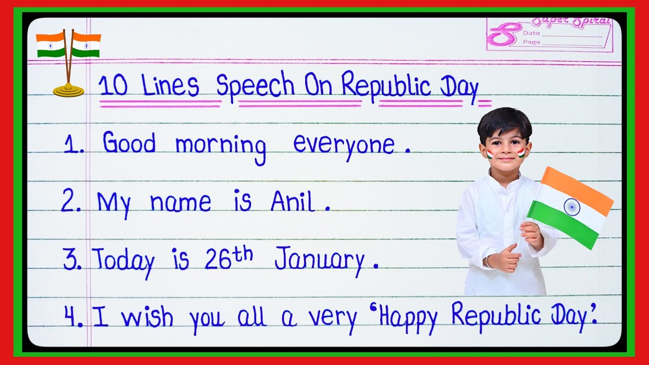 10 Lines Republic Day Speech in English 2024/Speech On Republic Day in English/Speech On 26 January