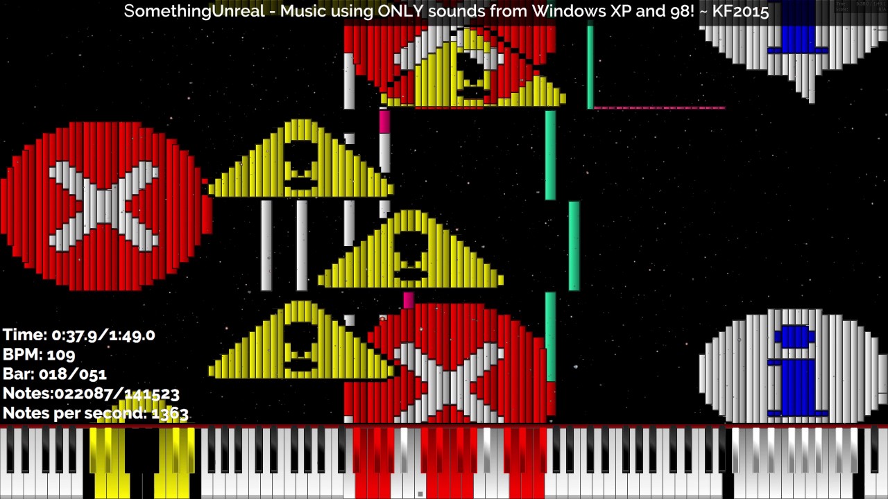 [Black MIDI] SomethingUnreal - Music using ONLY sounds from Windows XP and 98! 141K Notes ~ KF2015