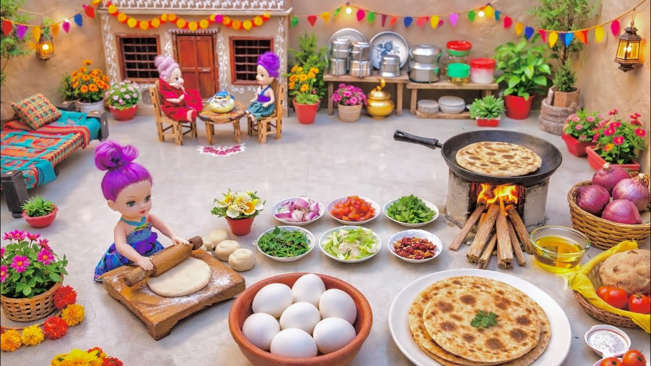 Miniature Doll Egg Paratha Recipe + Chutney | Breakfast Recipe | Paratha | Miniature Village Cooking