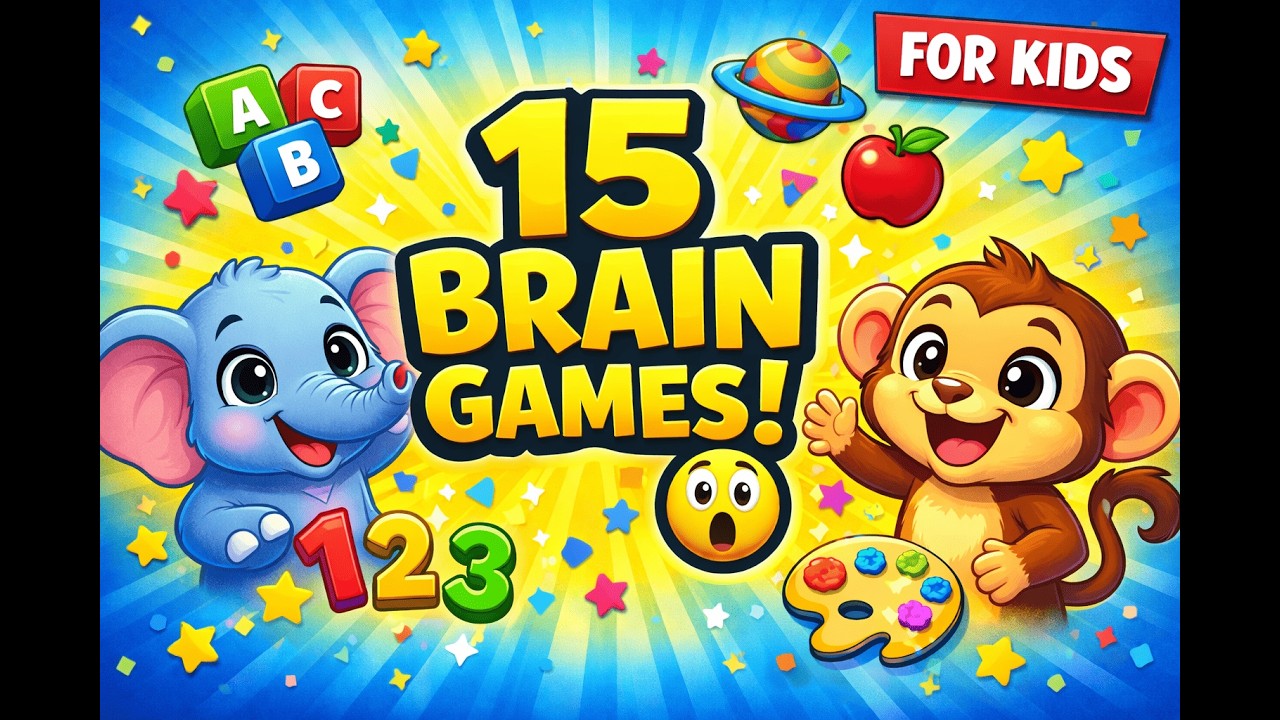 15 FUN BRAIN GAMES FOR KIDS 😲 | Learn ABC, Counting, Math, Animals & More!
