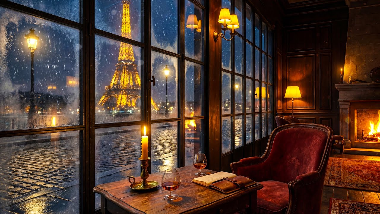 Warm Paris Cafe With French Music and Fireplace for Focus and Chill