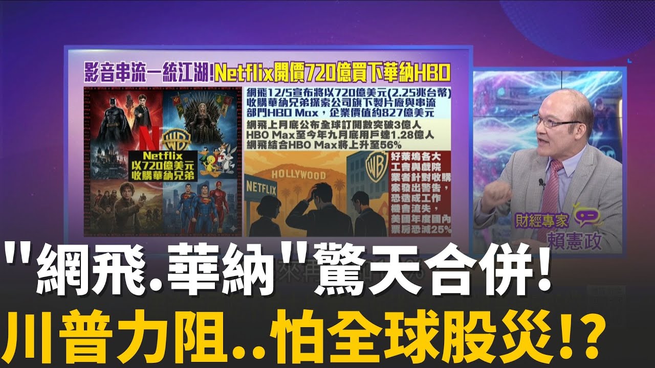 影視界大震撼! Netflix開價720億美元收購華納HBO! 就怕再也沒人要去電影院?Netflix消息嚇壞電影股! │陳斐娟 主持 │20251208│關我什麼事