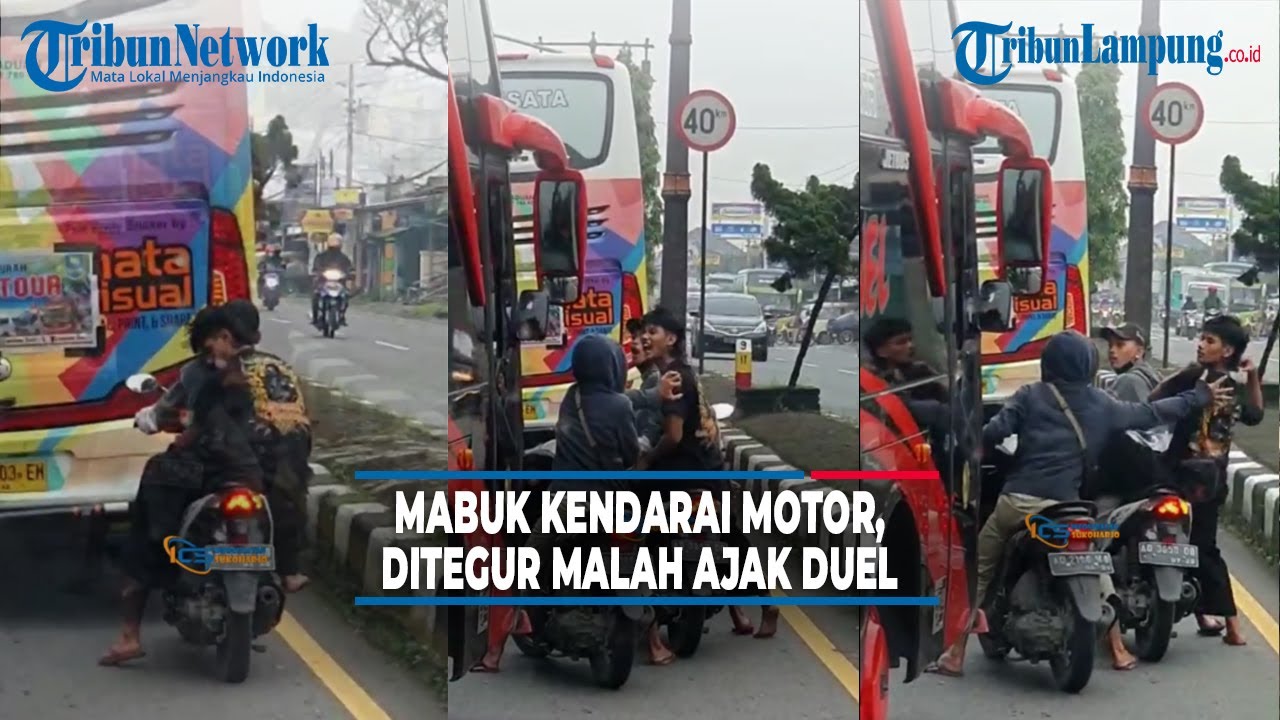 Viral Remaja Mabuk Kendarai Motor, Ditegur Sopir Bus Malah Ajak Duel @TRIBUNLAMPUNGNEWSVIDEO