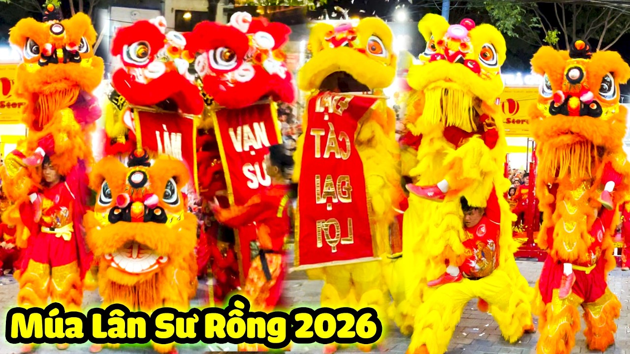 Múa Lân Sư Rồng 2026 LSR Chiêu Nghĩa biểu diễn Múa Lân Sư Rồng tại lễ hội Rằm Tháng Giêng Bình Dương