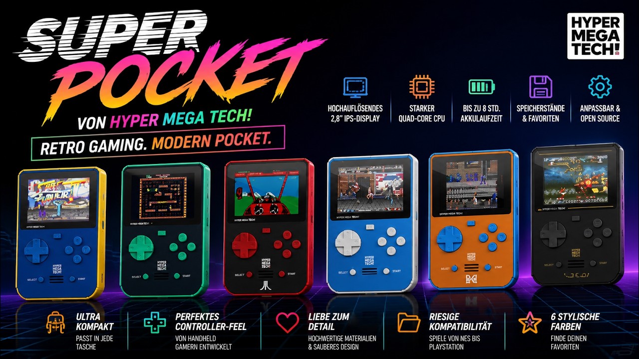 Super Pocket von Hyper Mega Tech ist die Evercade zum Mitnehmen 😍