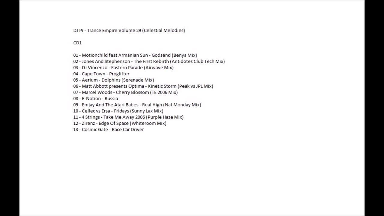 DJ Pi Trance Empire Volume 29 CD1(Celestial Melodies)