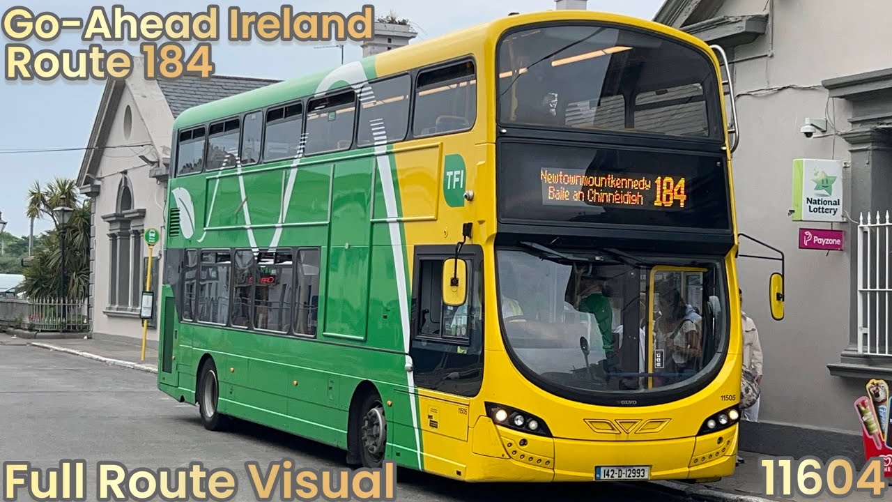Go-Ahead Ireland | Route 184 - Full Route Visual | Bray Station to Newtownmountkennedy | 11604