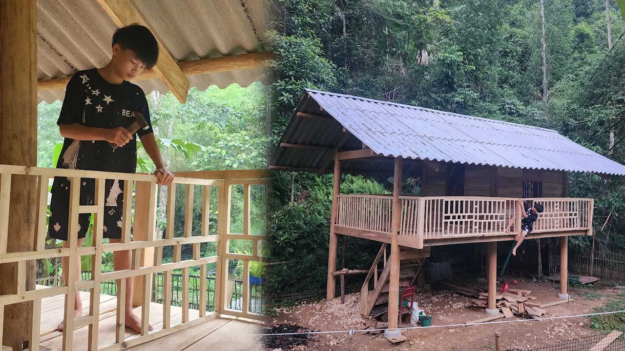Wooden CABIN Construction Completed - Orphan Boy Builds Wooden House in Deep Forest