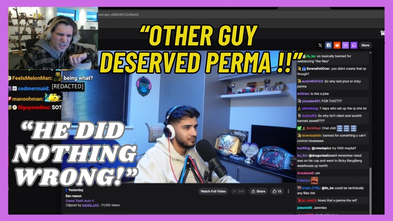 xQc Reacts To Rated Getting PermaBanned From ProdigyRP WL! GTA RP