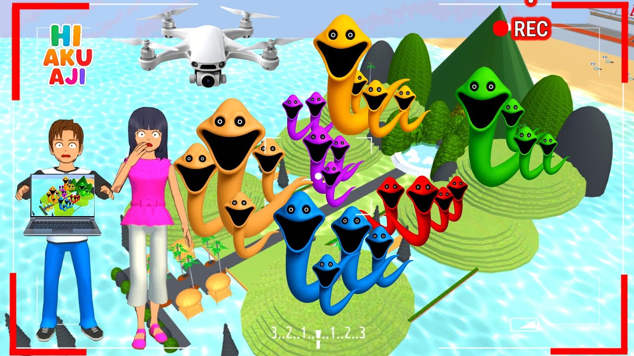 Yuta Mio Panik DRONE Merekam Temukan Ada Pulau Keluarga Cacing Raksasa 😱 | Sakura School Simulator