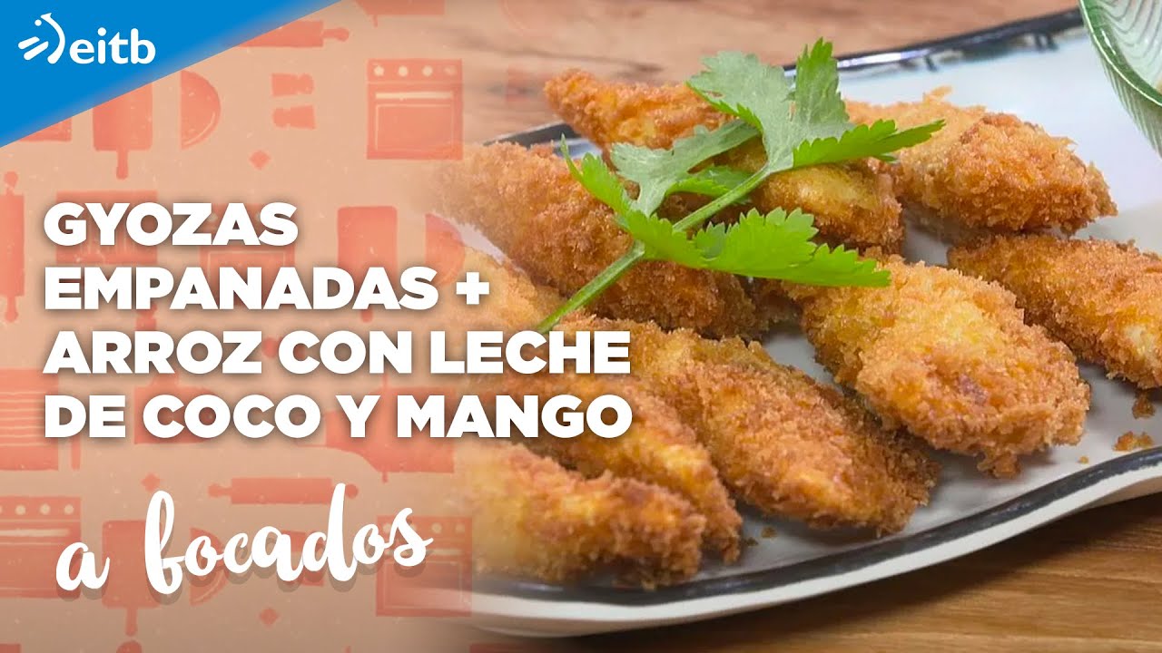 A BOCADOS: Gyozas empanadas + Arroz con leche de coco y mango