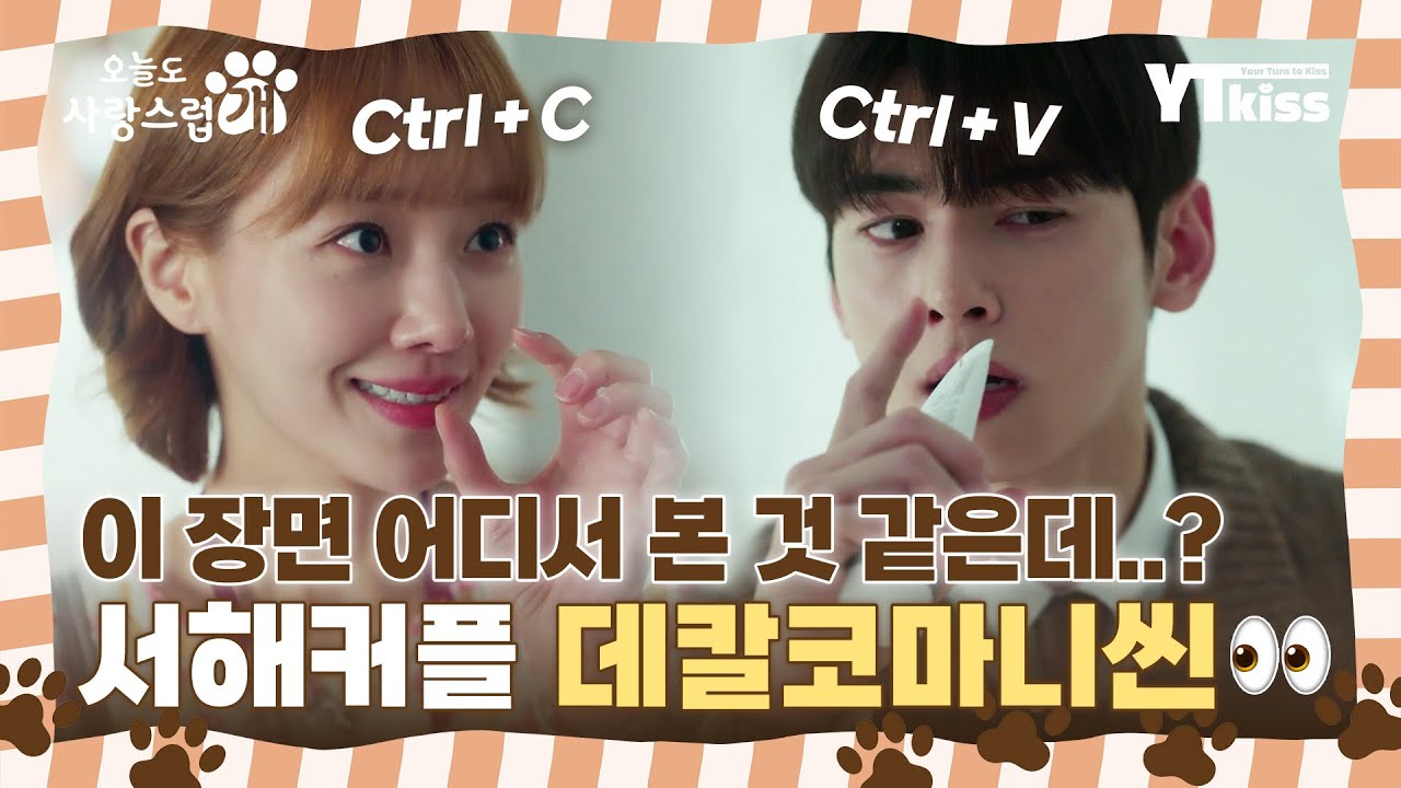 [#오늘도사랑스럽개] 이 장면 어디서 본 것 같은데..?👀 차은우X박규영이 말아주는 운명론💞 서해커플 데칼코마니씬 모아옴😉