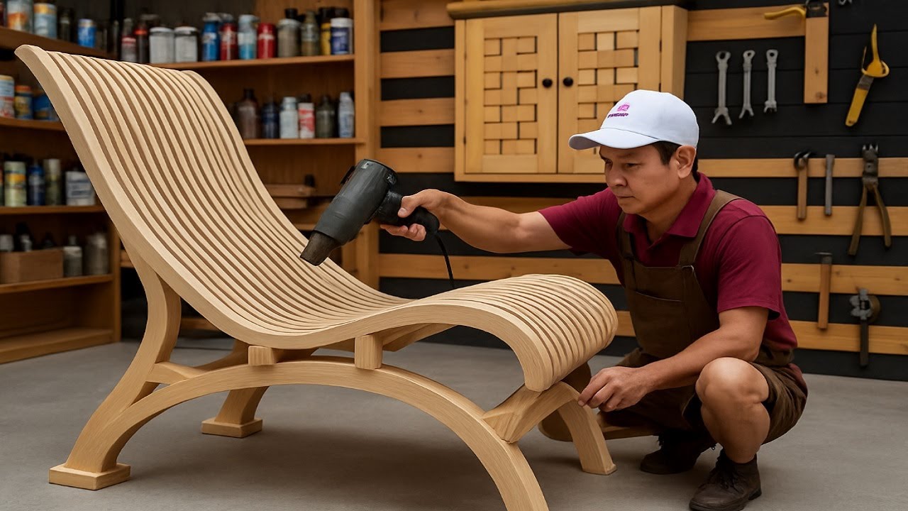 Carpenter Shows Off His Amazing Wood Bending Skills // Perfect Relaxing Chair With Soft Curves