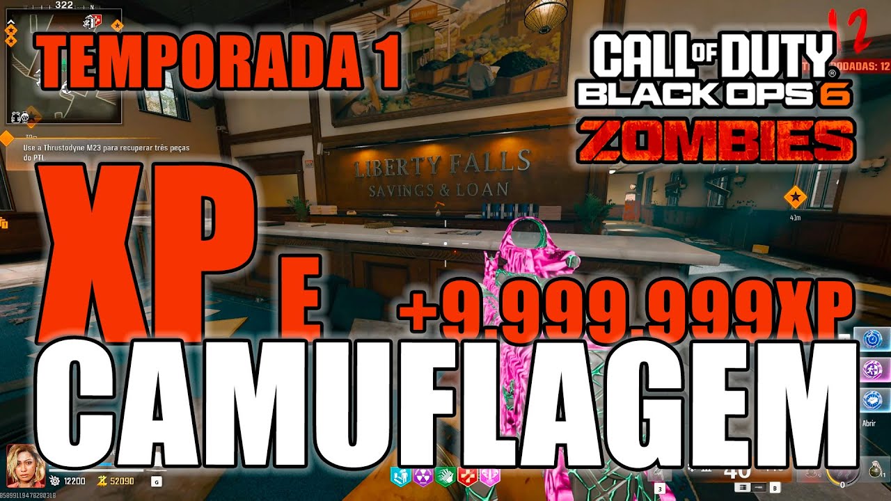 Black OPs 6 Zombies Ganhe Muito XP e Libere Camuflagens Solo Liberty Falls! #bo6zombies #XPInfinito