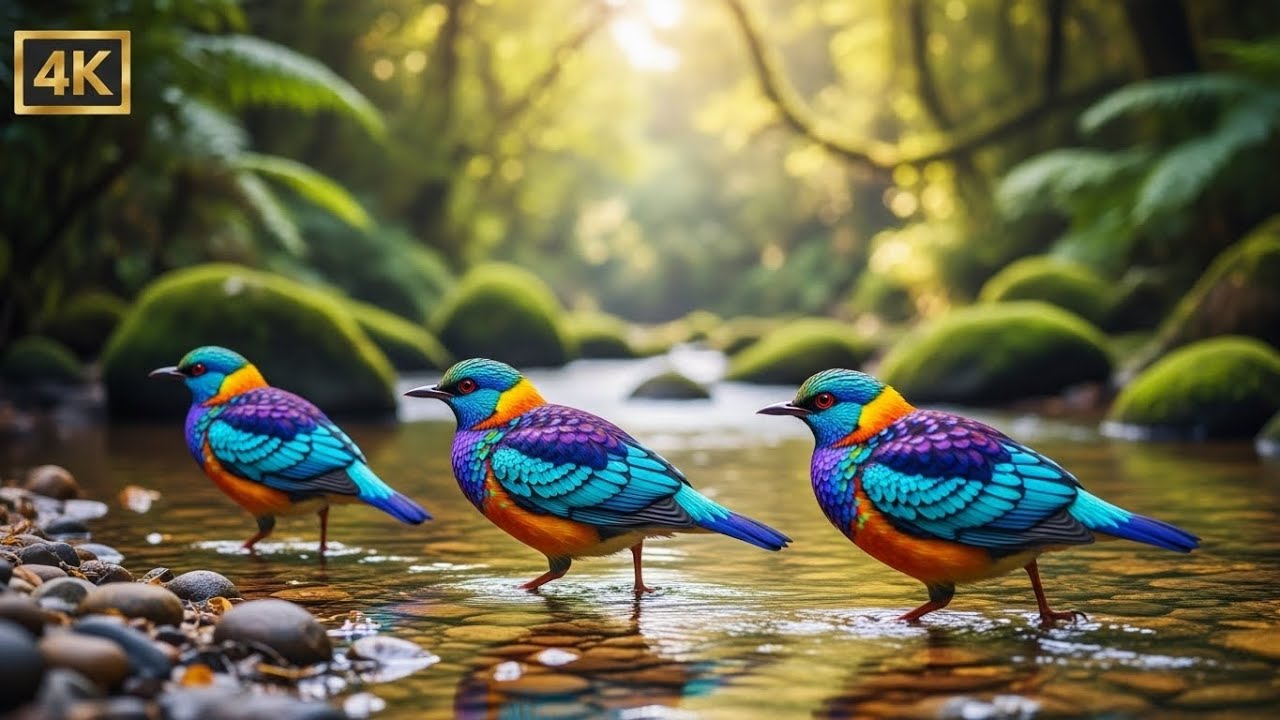 Gentle Piano with Bird Sounds and River Ambience for Deep Sleep, Study and Calm Mind