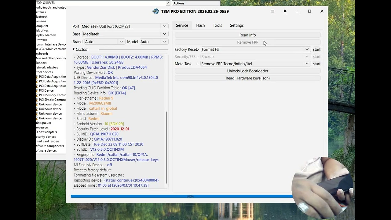 REDMI 9 UNLOCKING FRP DONE TSM TOOL PRO EDITION 2026