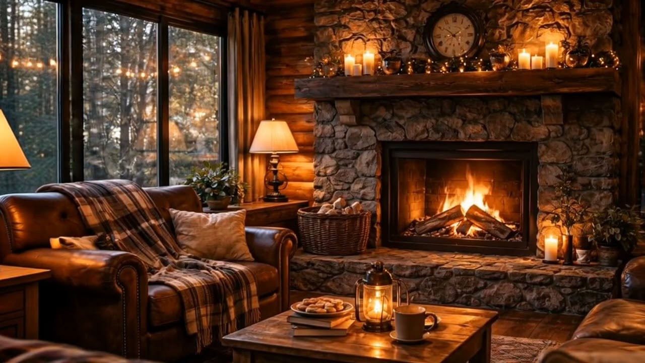 Relaxing Music with Fireplace Sounds – Cozy Ambience