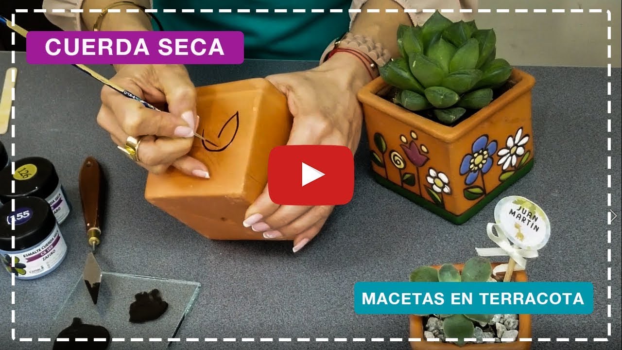 CUERDA SECA - DIBUJO Y DELINEADO - Macetas de terracota