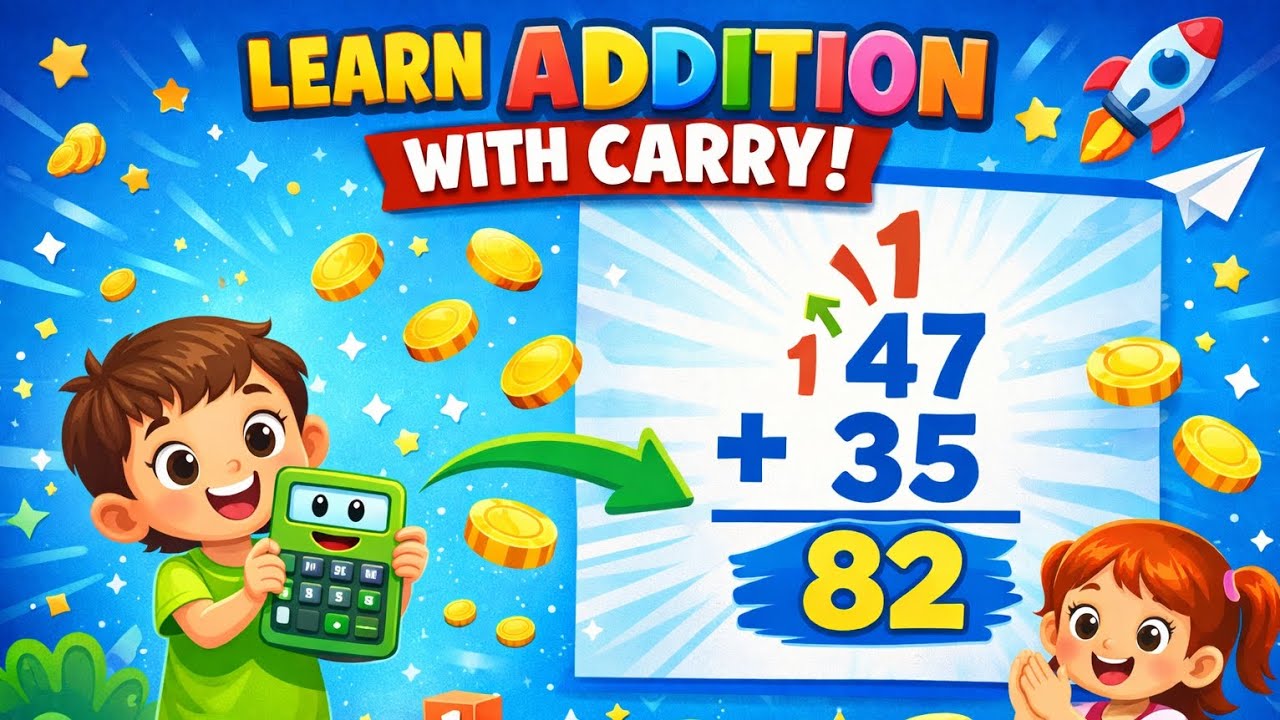 Addition with Carry for Kids | Easy Math Learning