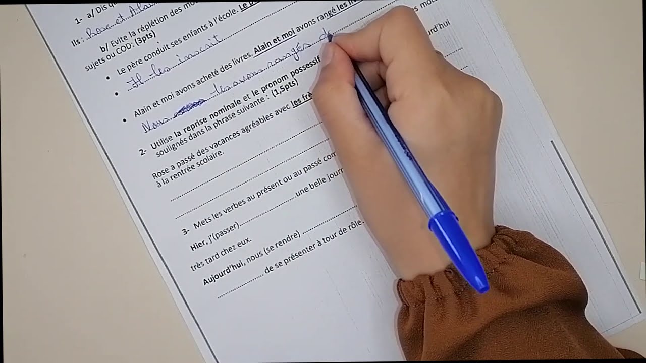 8ème devoir de contrôle n1 -  français- avec correction