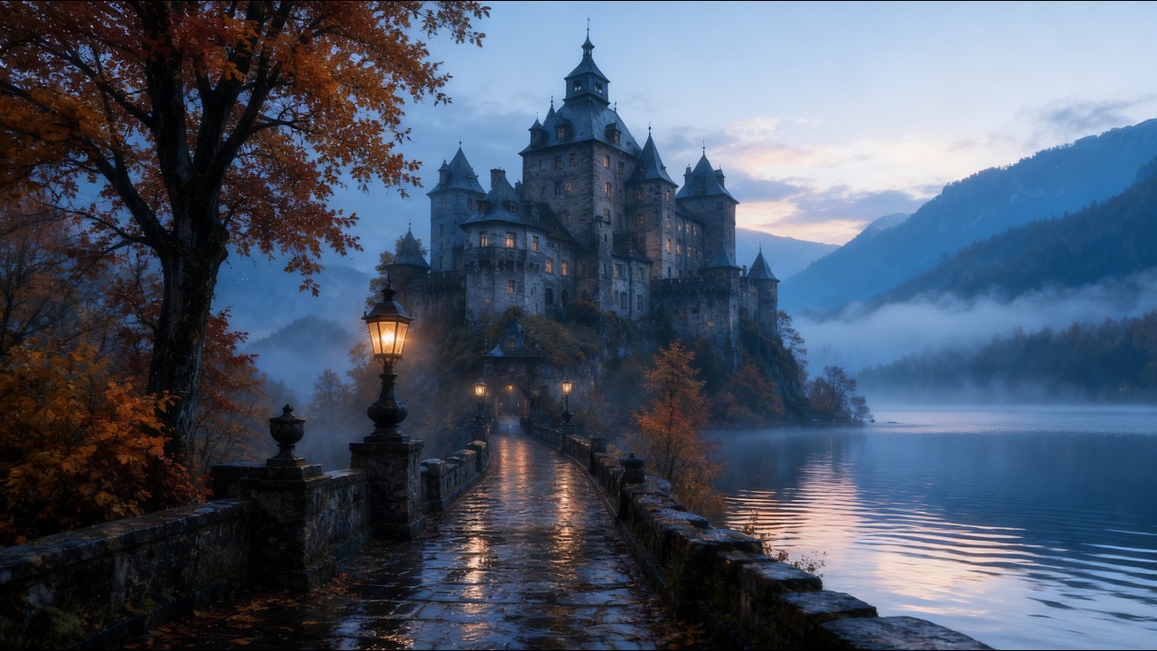 Mystical Castle Ambient Music by the Lake | Enchanted Autumn Atmosphere