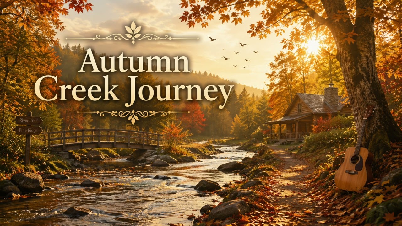 Autumn Creek Journey  folk country, relaxing acoustic, fall nature, peaceful music, river song