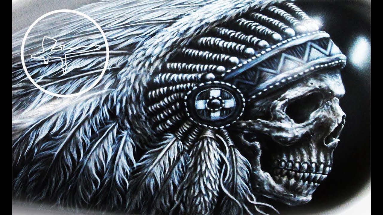 Airbrush Painting Indian Skull | Harley-Davidson | by Igor Amidzic