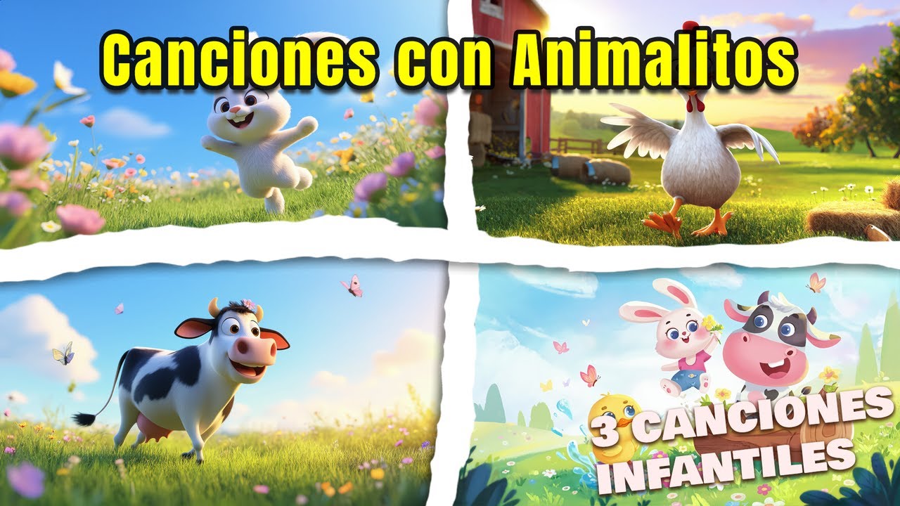 Alegría Musical para Niños con Animalitos 🐶🎉 | Tres Canciones Infantiles para Disfrutar
