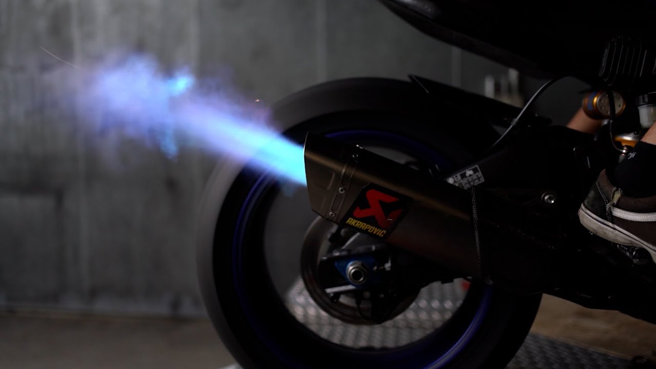 Yamaha R1 RN65 2020 Akrapovic Full Exhaust Dynojet Soundcheck and Flames