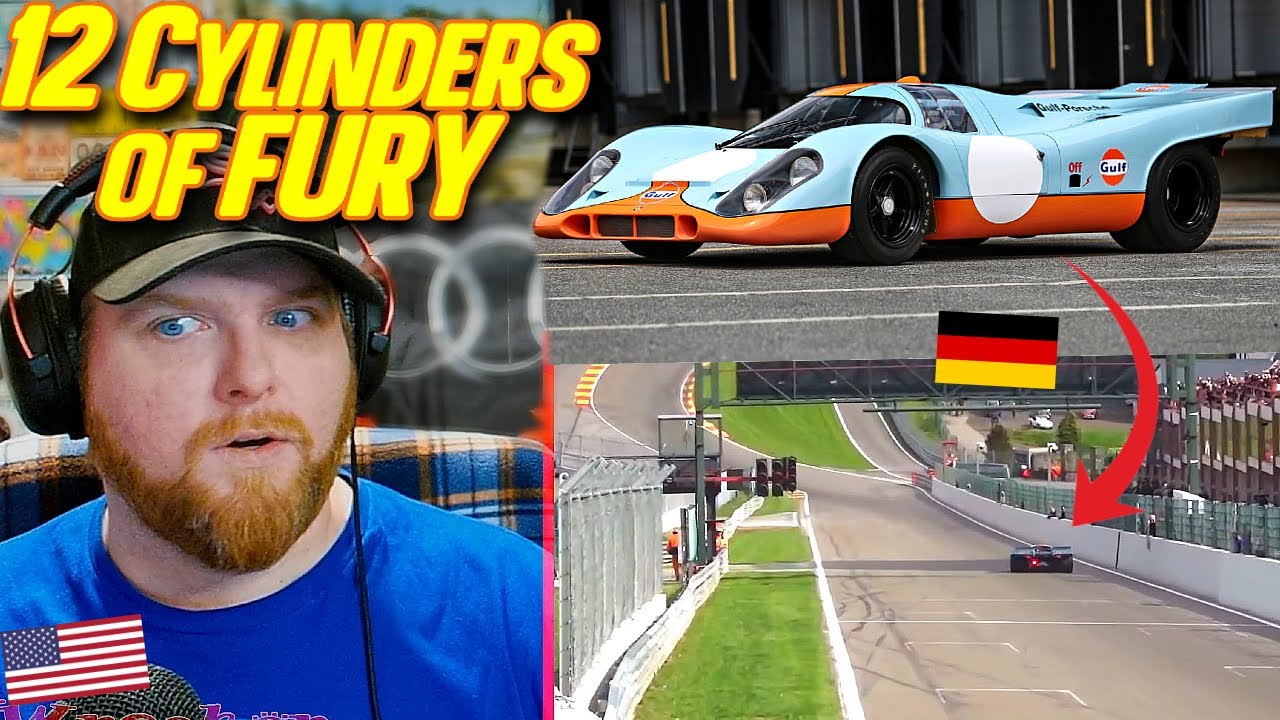 Реакция болельщика NASCAR на гонки Porsche 917K, звук, облёты и запуск