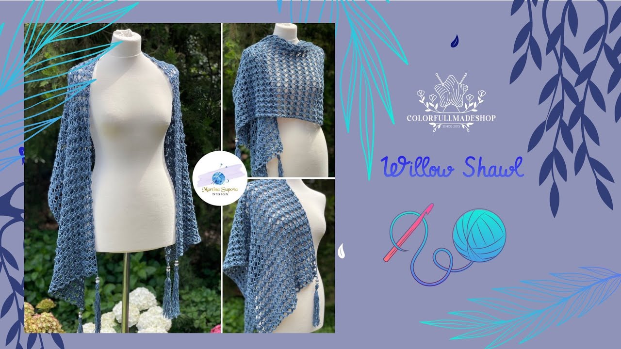 Willow Shawl - návod na háčkovaný pléd od #martinasupovadesign z glitrového čarovného klbka