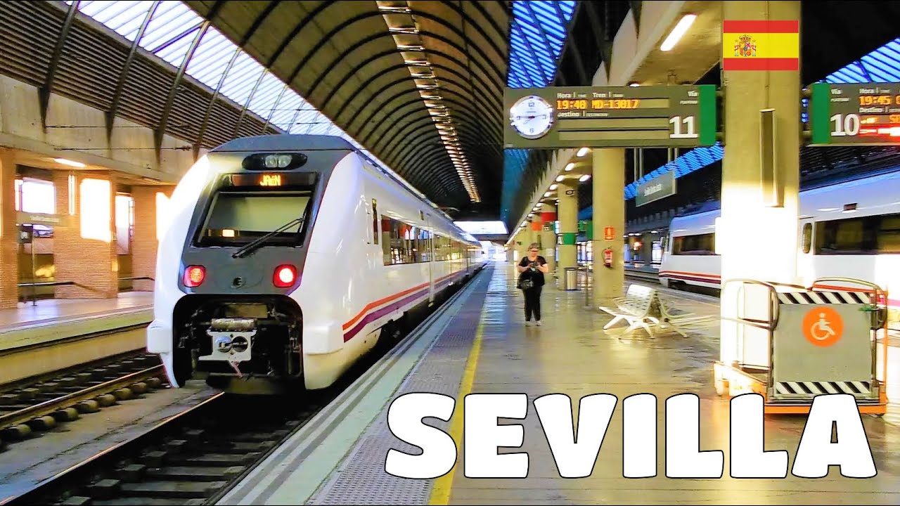 Train Station Ambience WalkTour | Relaxing Railway, Trains Sounds | Sevilla Santa Justa [Spain 4K]