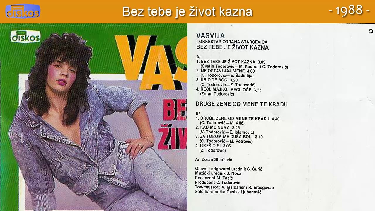 Vasvija - Bez tebe je zivot kazna - (Audio 1988)