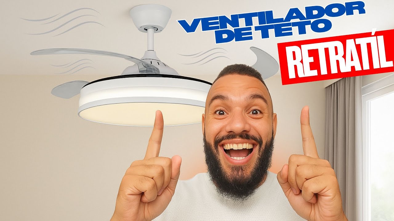 INSTALANDO VENTILADOR DE TETO RETRÁTIL COM LUMINÁRIA, PASSO A PASSO.