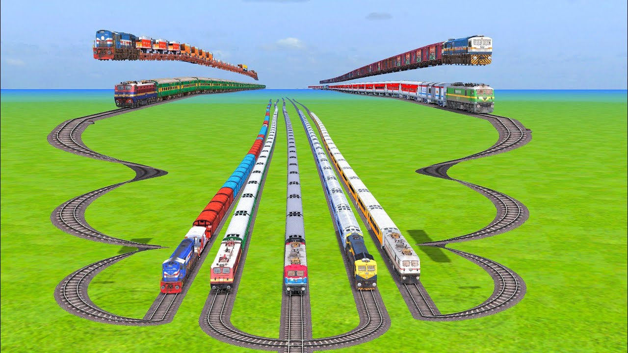 BUMPY 🚂💨CROSSING OF TEN TRAINS WITH CRAZY CROSSING AND RAILROADCROSSING |Train Simulator| 